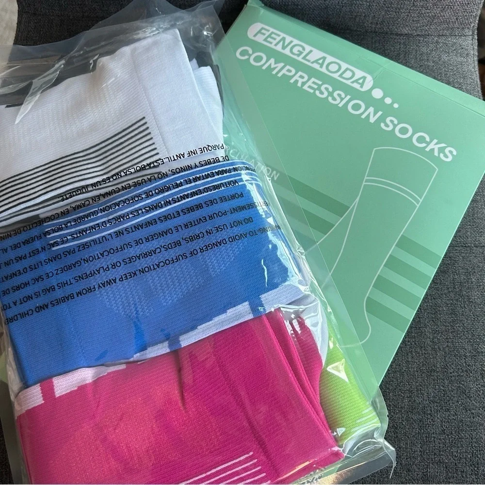 Colorful Compression Socks, 20-30mmHg compression (1 pair), Fresh Spring Colors